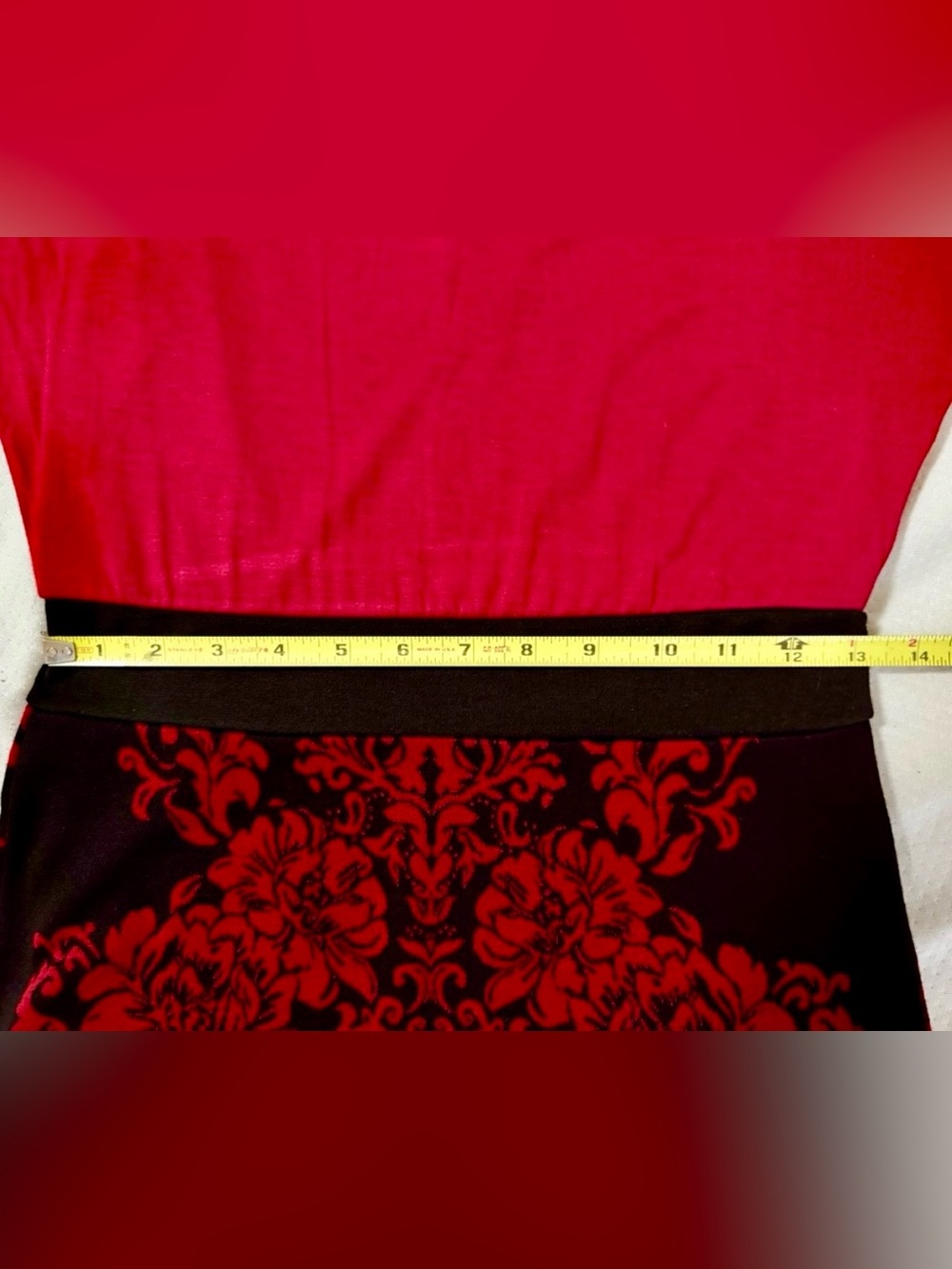VENUS Colorblock Floral Damask Sheath Bodycon Dress Red Black - Size Small - Picture 9 of 13